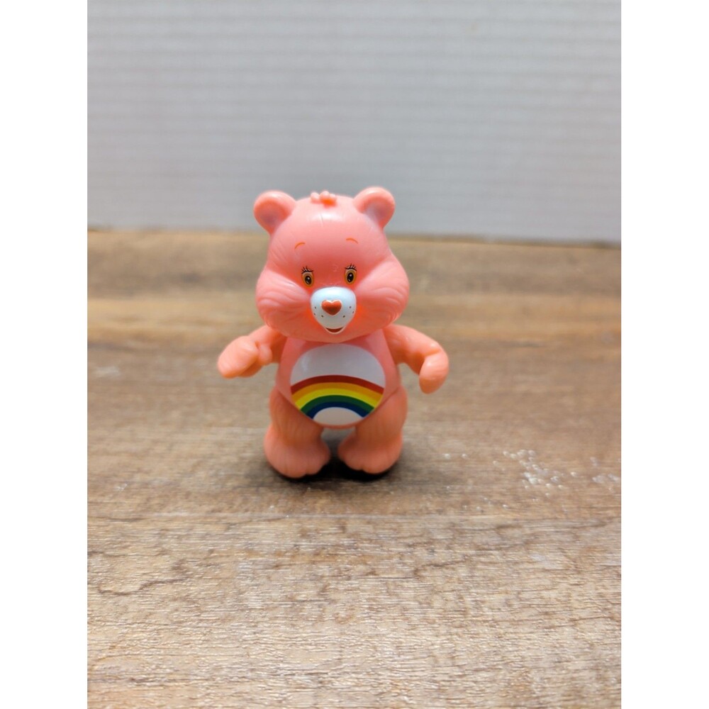 Vintage Care Bears Poseable Figure Cheer Bear TCFC Pink Rainbow 3.5"